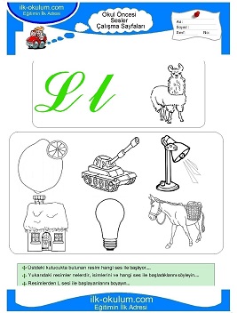 Çocuklar İçin L Sesi Çalışma Sayfaları 